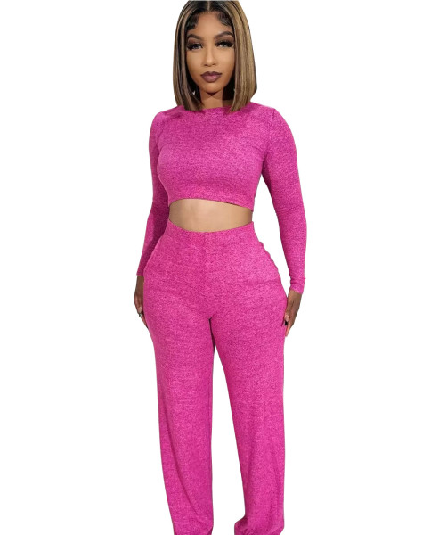 Open navel long sleeved top and pants casual set