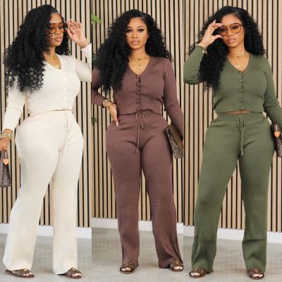 Knitted wool two-piece set