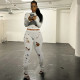Sexy Hollow out Knitted Top High Waist Tight Wrap Hip Pants Set