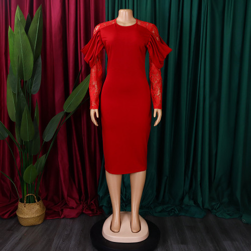 Lace Spliced Slim Fit Sexy Dress