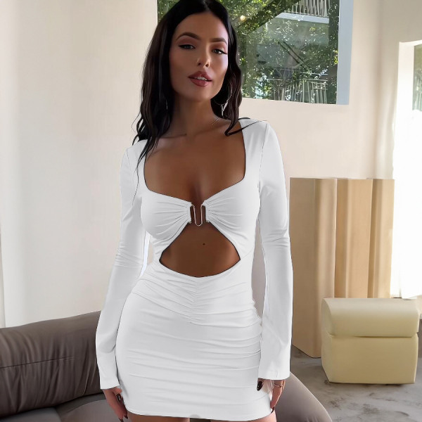 Sexy Hollow out Long Sleeve Slim Fit Dress