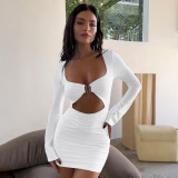 Sexy Hollow out Long Sleeve Slim Fit Dress