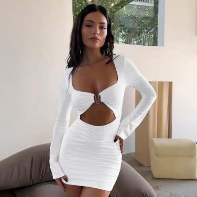 Sexy Hollow out Long Sleeve Slim Fit Dress