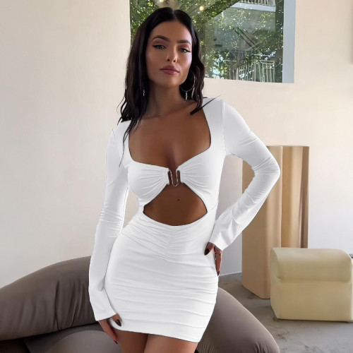 Sexy Hollow out Long Sleeve Slim Fit Dress