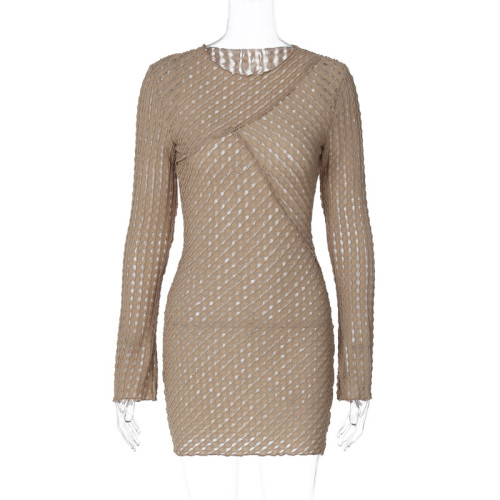Long Sleeve Pullover Slim Fit Wrap Hip Dress