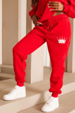 Hooded letter printed plush pants set