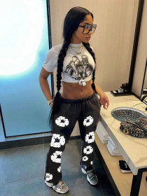 Oversized women's 3D printed pants