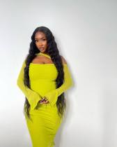 Yellow slim fitting dress