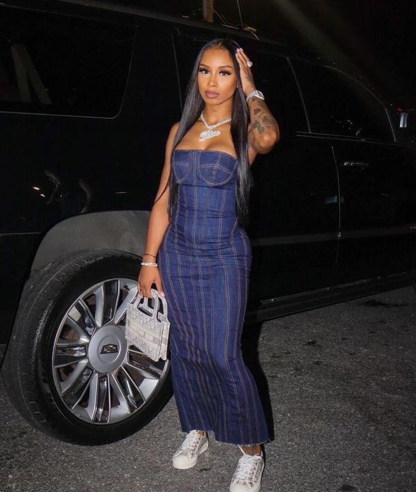 Bra less denim sexy dress