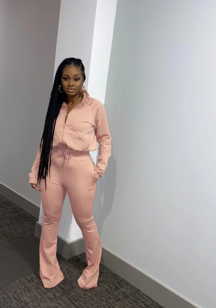Women's solid color sports casual pants two-piece set