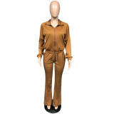 Women's solid color sports casual pants two-piece set