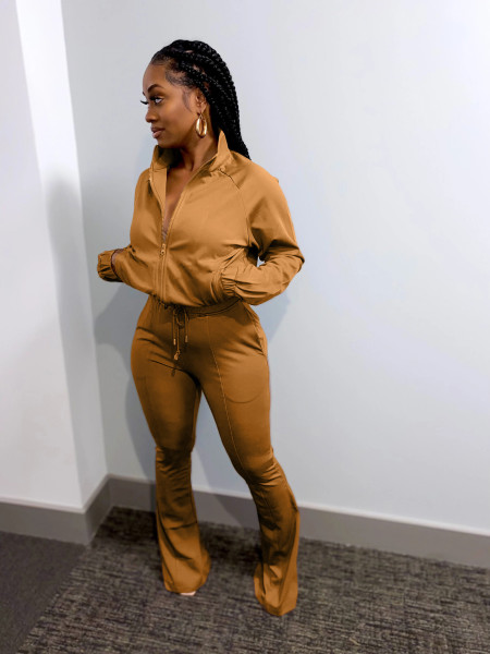 Women's solid color sports casual pants two-piece set