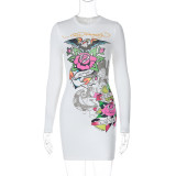 Slim fitting casual short sleeved buttocks wrapped dress