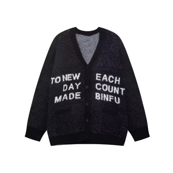Knitted letter cardigan top coat
