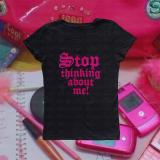 Short sleeved slim fitting English printed top