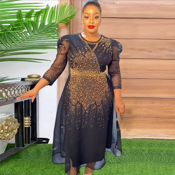 Pin bead hot diamond dress