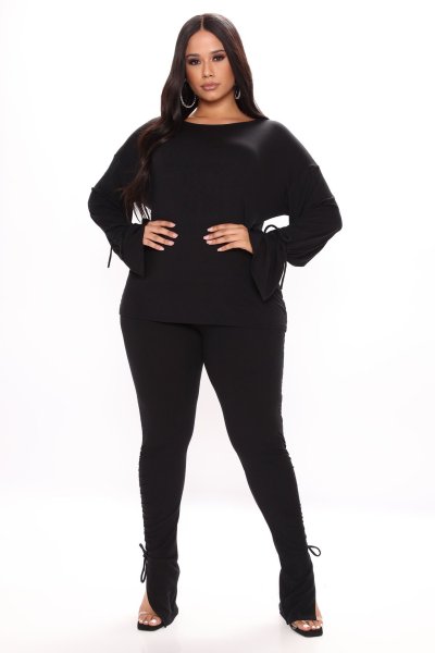 Personalized Solid Lace Up Long Sleeve Autumn/Winter Set