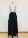Sequin Deep V Sexy Dress Long Dress