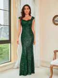 Suspended Mid Waist Party Evening Dress Long Floor Dress