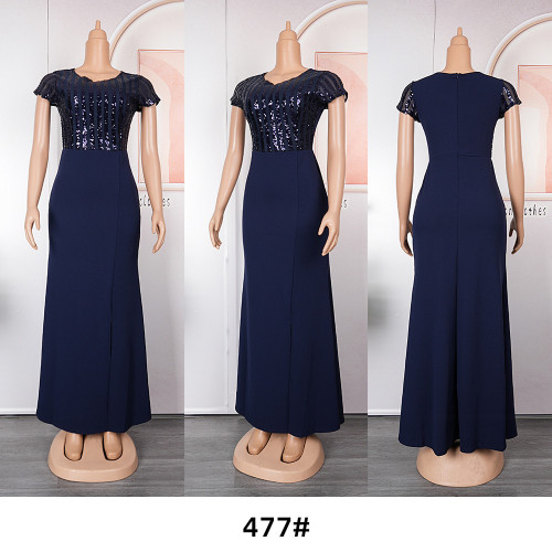 Oversized round neck solid color dress