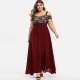 Oversized Off Shoulder Flower Lace Strap Chiffon Dress