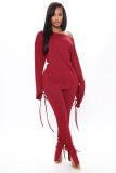 Personalized Solid Lace Up Long Sleeve Autumn/Winter Set