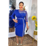 Lace patchwork dress for women's oversized mid length skirt