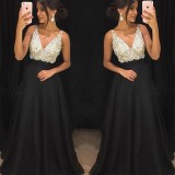 Sequin Deep V Sexy Dress Long Dress