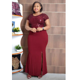 Oversized round neck solid color dress