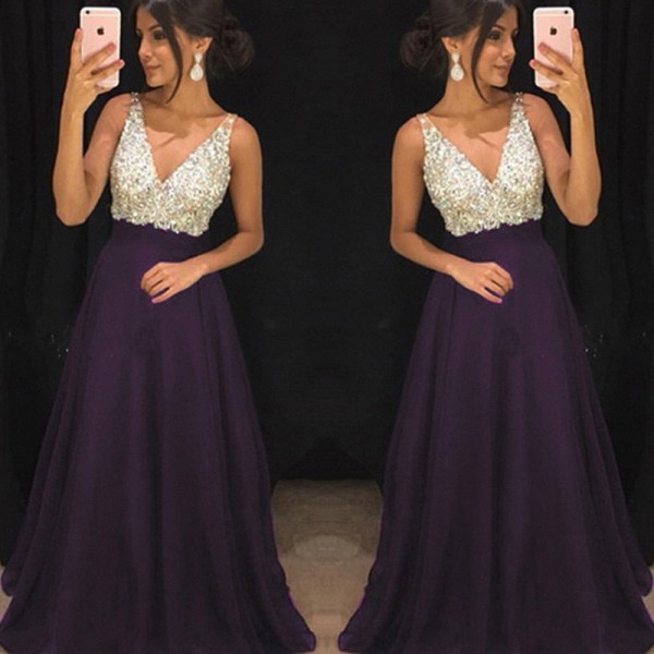Sequin Deep V Sexy Dress Long Dress