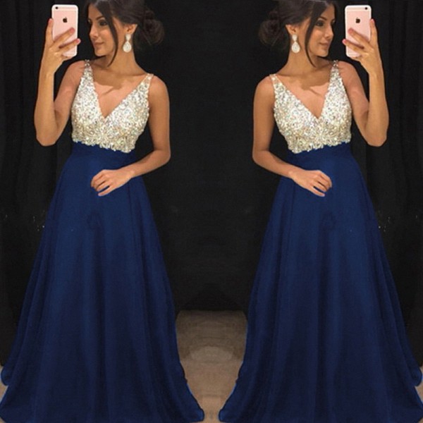 Sequin Deep V Sexy Dress Long Dress