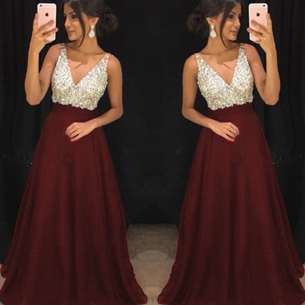 Sequin Deep V Sexy Dress Long Dress