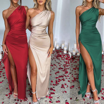 Sleeveless suspender with stacked collar bridesmaid dress, open back, slim fitting, buttocks wrapped long skirt Sleeveless suspender with stacked collar bridesmaid dress, open back, slim fitting, buttocks wrapped long skirt