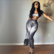 Gradient vest high waisted tight pants two-piece set