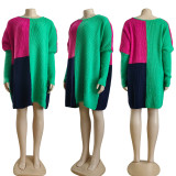 Women's loose round neck casual knitted dress sweater