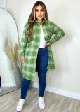 Lapel pocket casual plaid fashion jacket