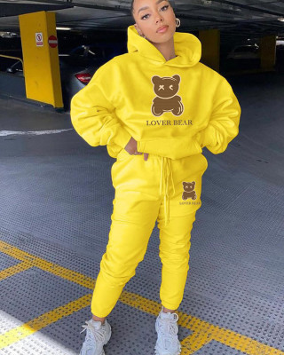 Hooded hoodie and pants color matching set