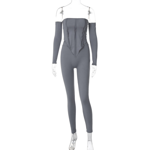 Milk Silk Solid Backless Slim Fit Set