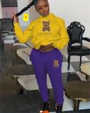 Hooded hoodie and pants color matching set