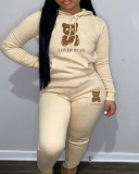 Hooded hoodie and pants color matching set