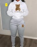 Hooded hoodie and pants color matching set