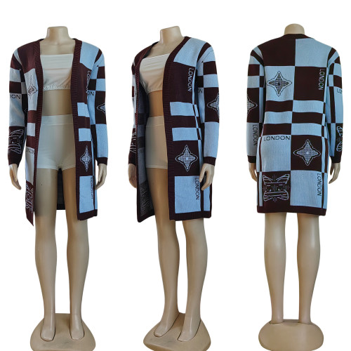 Printed cardigan knitted commuting sweater