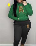 Hooded hoodie and pants color matching set