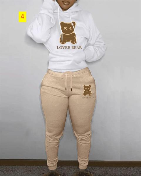 Hooded hoodie and pants color matching set