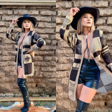 Printed cardigan knitted commuting sweater