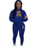 Hooded hoodie and pants color matching set