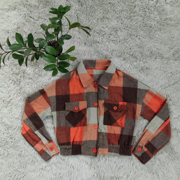 Lapel women's woolen plaid waistband jacket