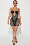 Perspective strap hot diamond wrap buttocks A-line dress