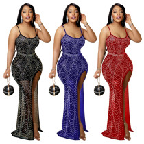 Sexy Sling Hot Diamond Split Open Leg Hot Diamond Dress Sexy Sling Hot Diamond Split Open Leg Hot Diamond Dress