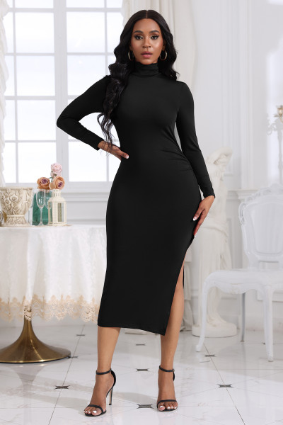 Sexy side slit irregular slim fit dress